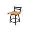 Holland Bar Stool Co 18" Low Back Swivel Vanity Stool, Pewter Finish, Med Oak Seat 41118PWMedOak - alternate 1